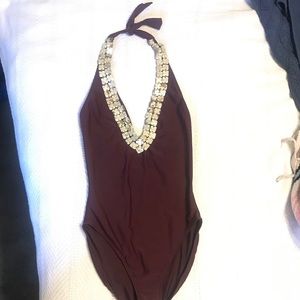 ViX Antiqued Mother of Pearl Halter Swimsuit